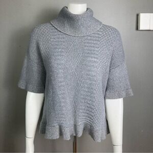 Garnet Hill sweater‎ small short sleeve cable knit alpaca wool gray transitional